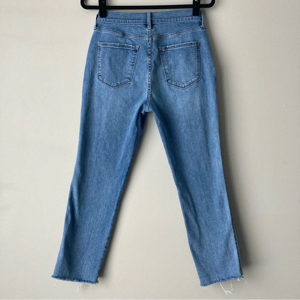 a.n.a‎ High Rise Straight Leg Adaptive Jeans Medium Wash Raw Hem Blue Size 4